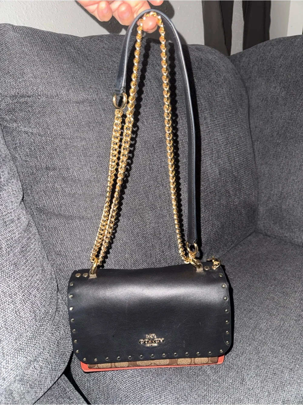 Coach Klare Crossbody Bag in Signature Canvas with Rivets